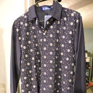 Japanese Fitshop skull shirt button up blue NEW
